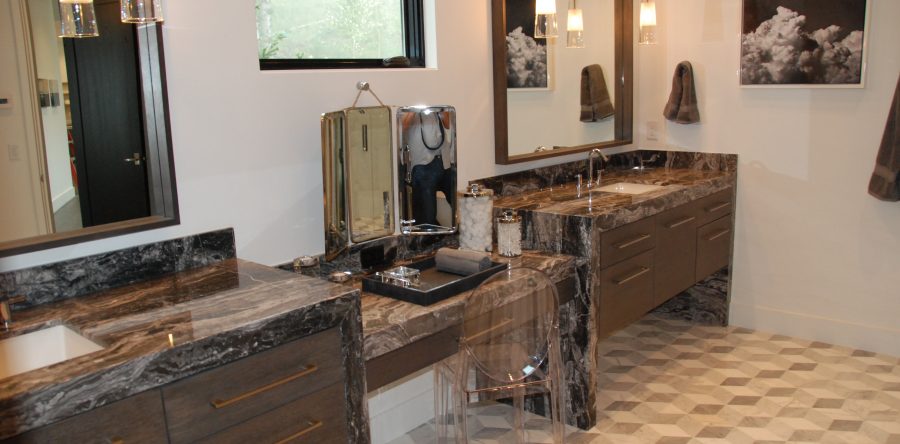 Master Bath with Waterfall Tops